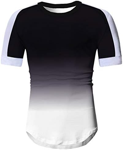 SPE969 muška košulja s kratkim rukavima, ljetna casual modni patchwork gradijent majice top bijela