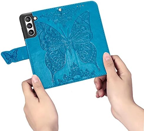 NW Ysnzaq Torbica-novčanik Samsung Galaxy S21 Ultra Crossbody & amp; Lanyard, torbica od umjetne kože s utisnuti u 3D obliku leptira