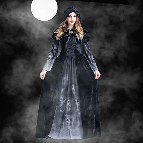 Ženske gotičke haljine Za Noć vještica, ženske gotičke maksi haljine, ženska križna haljina sa šljokicama i leptir rukavima