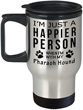 Ljubitelj pasa Putnička kava šalica - sretnija osoba s faraonom Hound -PET -om za spašavanje poklona