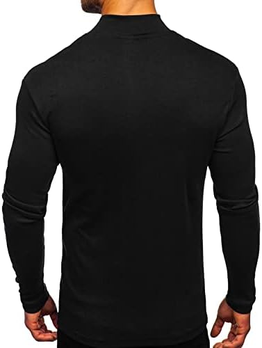 Xzhdd mock vrat pulover za muške, 2021. elastična pamučna tanka boja čvrsta boja v kompresija vrata osnovni vrhovi topli donji trening