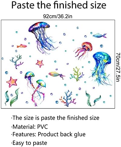 Demoue podvodni svjetski meduza Zvjezdane morske zidne naljepnice za dekor sobe, oceanske naljepnice, pod morskom ribom umjetnost Dječje