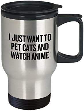 Smiješna anime putnička šalica - anime geek prisutan - anime nerda dar - mačke za kućne ljubimce i gledajte anime