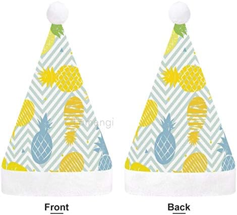 Božićni šešir Djeda Mraza, plavi i žuti šešir za zabavu od ananasa za odrasle, udobni Uniseks Božićni Šeširi za novogodišnji kostim