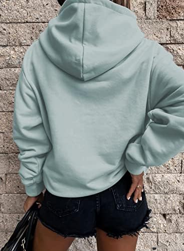 Shewin ženske ležerne kapuljače dugi rukavi čvrsti lagani pulover vrhovi labave dukserice s džepom
