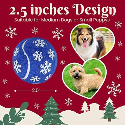 Insum božićne pseće kuglice, 2,5 '' teniska lopta za pse, kućni ljubimci igračka