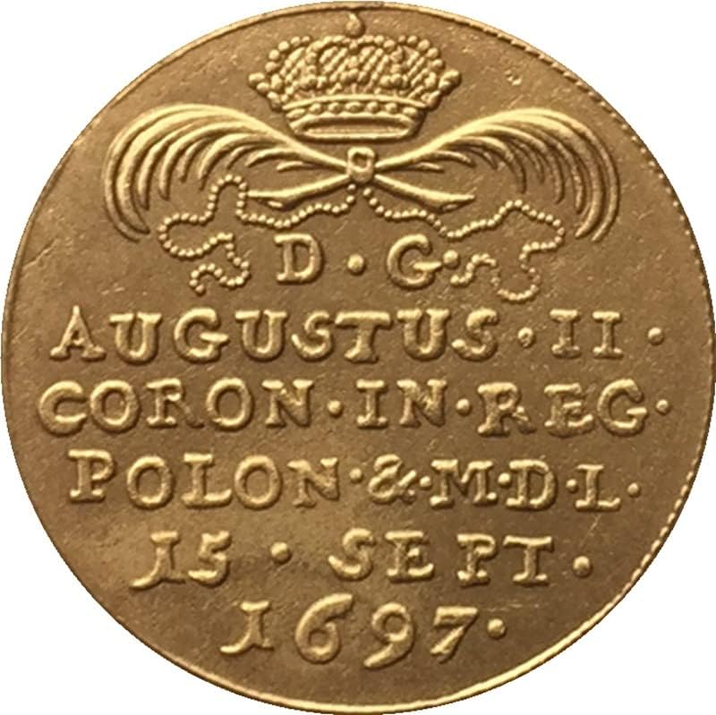 1697 Poljski novčići bakarni pozlaćeni antički novčići Strani komemorativni novčići kovanice kolekcija zanata
