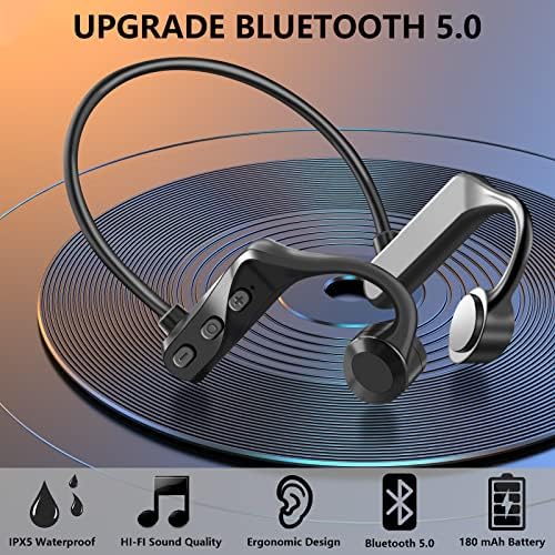 Vofuoe kosti Provođenje Bluetooth slušalica, bežične slušalice s otvorenim ušima s mikrofonom, sportske slušalice IPX5, nepropusne
