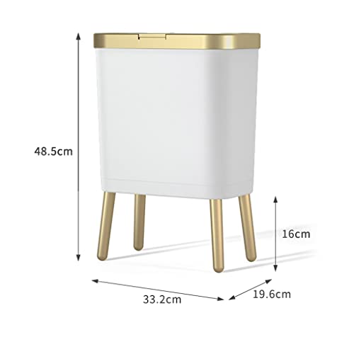 Luksuzna zlatna kanta za smeće od 15 L za kuhinju i kupaonicu kreativna plastična uska kanta za smeće s četiri noge s poklopcem