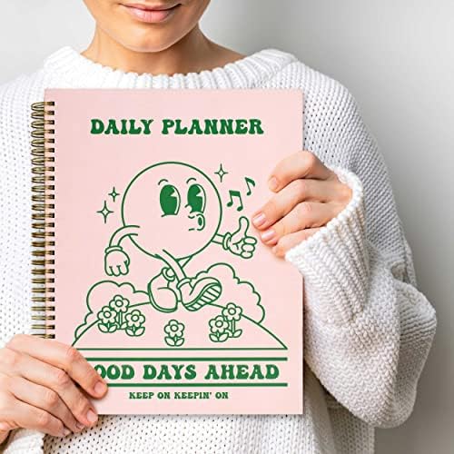 Da bi se list Planner Planner bilježila, slatka bilježnica za planer, ružičasta zelena retro bilježnica, a4 Veliki tvrdi uvez Spiralni