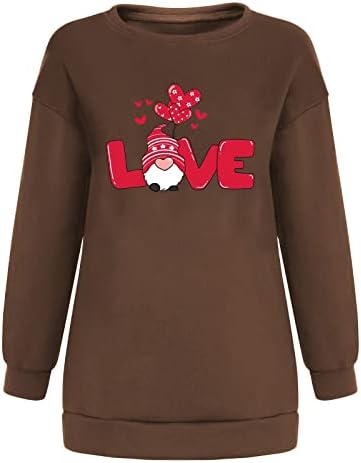 Ljubav predimenzionirana raglan košulja za žene Valentinovo moda moda labava fit dugih rukava Slatka gnomi košulja od srčanih tunika