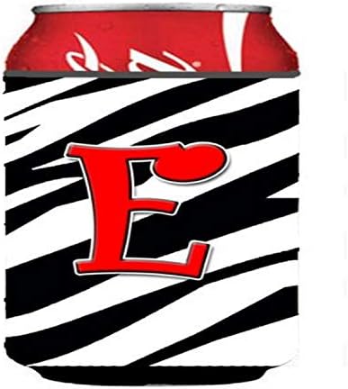 Caroline blago CJ1024 -ECC Pismo E Početni monogram - Zebrna crvena limenka ili zagrljaj za boce, može hladiti rukav zagrljaj za gužvu