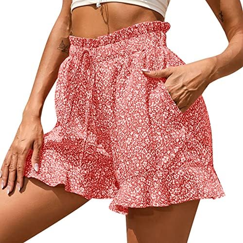 Duge kratke hlače za žene povremene kratke hlače elastične elastične visoke struke cvjetni cvjetni print udobni ljetni kratki kratki