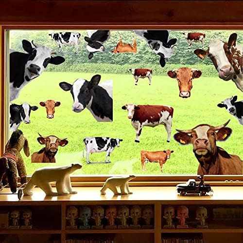 Runtoo smiješna krava zidna naljepnica zavirivanje naljepnica za životinje prozori za dječju spavaću sobu vrtić seoska kuća drva dekor