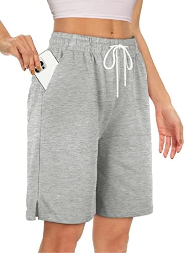 Sampeel žene 7 '' Pamučne bermudske kratke hlače s 3 džepa casual ljetne lagane treninge kratke hlače bočno podijeljeno labavo fit