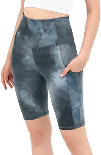 ODODOS trening kratke hlače za žene, visoki struk trčanja joge vježbanja biciklističkih molbenih kratkih hlača s džepovima-6 /8 inseam