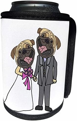3Drose Smiješno slatka Pug Puppy Dogs Bride and Groom Wedding Pets - Can Cooler Boce Wrap