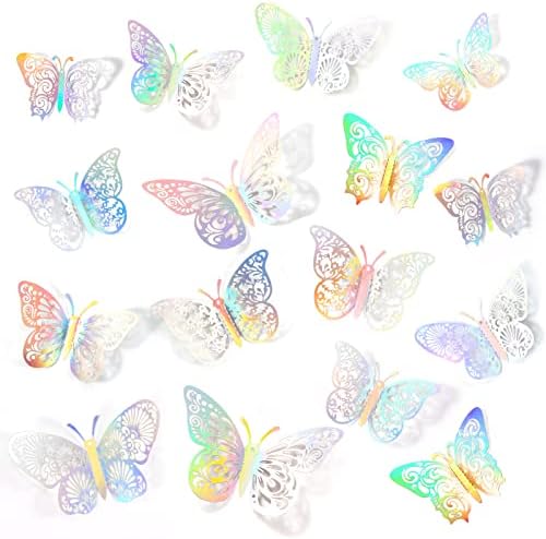 3; leptir zidni dekor Naljepnice leptir ukrasi za zabavu, 48pcs 4 uzorka 3 veličine, leptir ukrasi za torte papirni Leptiri za djecu