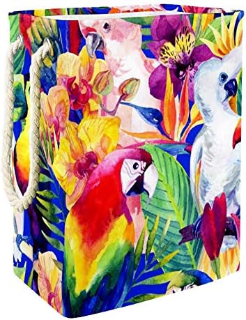 Heterogene akvarelne papige s uzorkom tropskog cvijeća 300 Pach Oksford PVC vodootporna košara za odjeću velika košara za rublje za