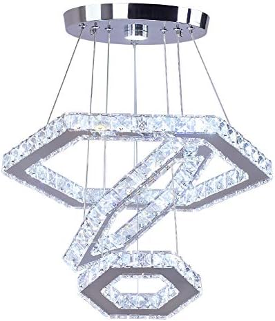 Moderni kristalni lusteri s 3 prstena LED viseća svjetiljka stropna svjetiljka podesiva stropna svjetiljka od nehrđajućeg čelika za