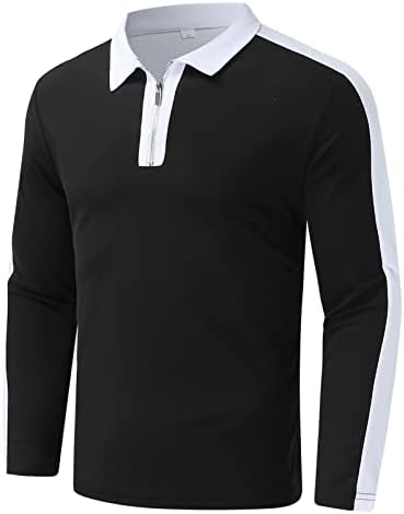 XXBR Polu zatvarača Polo majice za muške, dugih rukava s prugastim blok-blok patchwork Tops Tops Turn-Down Cocus Majica