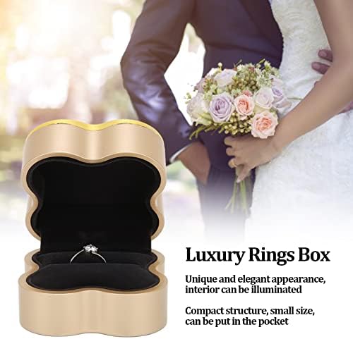 Yosoo kutija za prsten sa svjetlošću, poklon kutija nakita s mekim LED svjetlom, laganim svjetlucavim svjetlosnim četverostrukim dizajnom