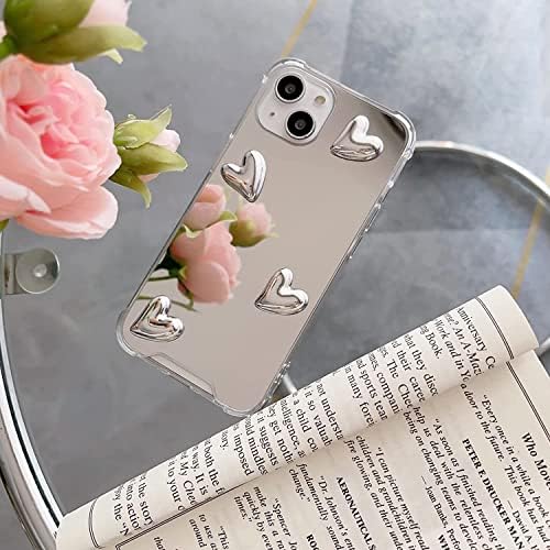 Dimeiya kompatibilna s iPhoneom 12/12 pro futrolom, ogledalo seniorsko srebrno slatko srce soft silikone čisto šminke ogledalo žene
