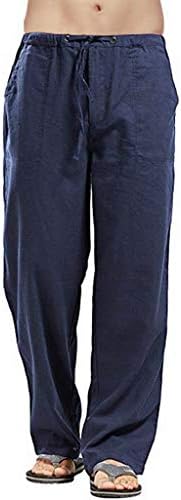 Muške lanene pamučne hlače elastični struk povremeni džep plaža labave joga hlače hlače