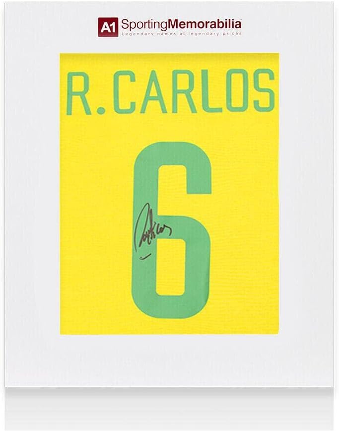 Roberto Carlos potpisao retro Brazil košulju, broj 6 - Autograf s poklon kutijom - Autografirani nogometni dresovi