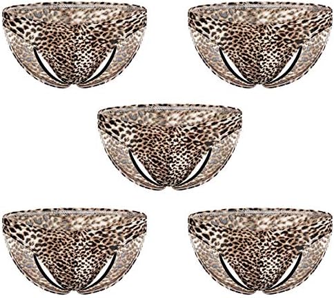 ANDONGNYWEL 5-PACK muški leopard tisak bikinija podnesnih kratkih kratkih kratkih torbica Underpants Underpants 5pcs Knickers