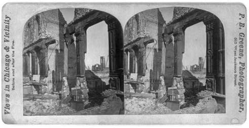 Foto: Fotografija stereografa, ruševine, Great Fire, Chicago, Illinois, Western News Company, 1871