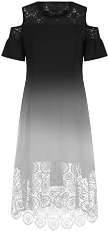 Ženska Maksi haljina Plus veličine ležerna haljina A kroja s gradijentnim printom s volanima kratkih rukava otvorena ramena čipka s