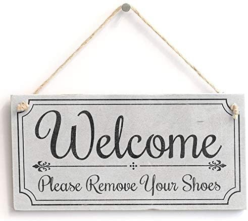 Dobrodošli, uklonite cipele - sladak znak dobrodošlice - Vintage Wood Work Sign Plake 10 x5