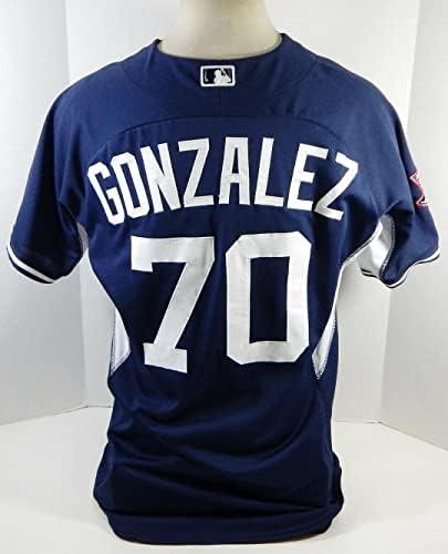 2015 Detroit Tigers Miguel Gonzalez 70 Igra Upotrijebljena mornarička Jersey 50 J Marchant P 3 - Igra Korištena MLB dresova