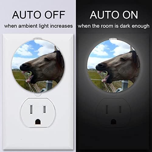 2 pakiranja plug-in noćna svjetla LED noćni uzorak laganog konja s sumračnim senzorom za dječju sobu, vrtić, kuhinju, hodnik