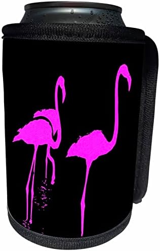 3dose minimalističke tri flamingos ružičaste siluete na crnoj boji - omota za hladnjak za boce može