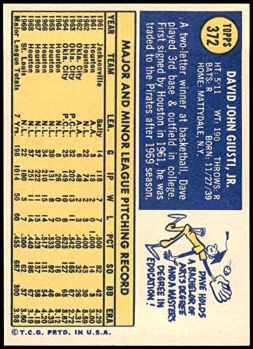 1970. Topps 372 Dave Giusti Pittsburgh Pirates NM/MT Pirates