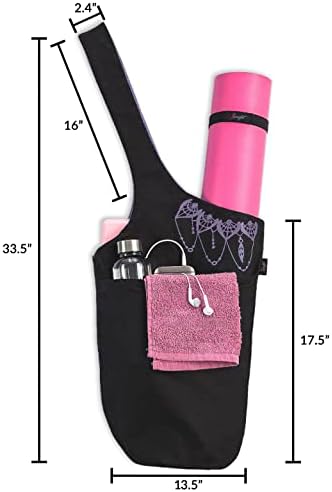 Zenifit Yoga Mat torba - dugačka tote s džepovima - drži više joga dodataka. Slatki držač joge prostirke s bonus joga mat remenom elastikom.