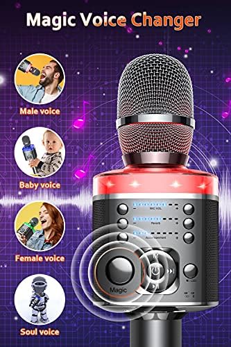 XZL bežični karaoke mikrofon, punjivi Bluetooth mikrofon s 4 čarobna glasa, visoka kvaliteta zvuka sa stereo zvučnicima, snimanje,