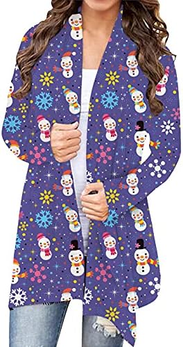 Ženski božićni kardigan nadmašuje odjeću s dugim rukavima božićna jakna za tiskanje moda casual labavi tanak top casual džemper