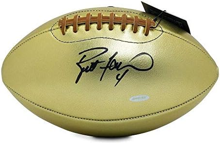 Brett Favre s autogramiranim kožnim glavama Golden Goose nogometni paketi Green Bay Packers Uda - Autografirani nogomet