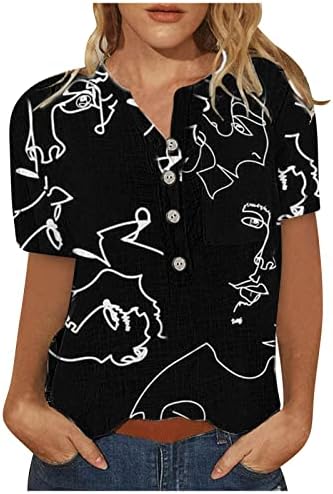 Ladies bluza Ljetna jesenska odjeća Moda modna kratka rukava posada pamučna ručka bluza majica za tinejdžerke pa pa pa
