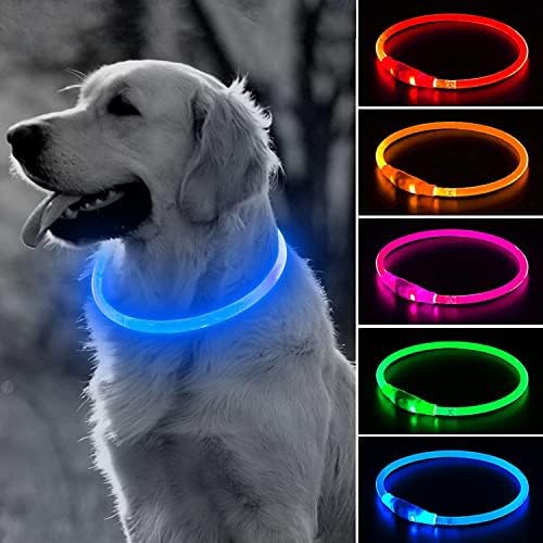 Jingrong osvjetljavanje ogrlica za pse, USB punjivi vodootporni ovratnik za pse, 3 načina svjetla, LED ovratnik za pseće pse, za noćno