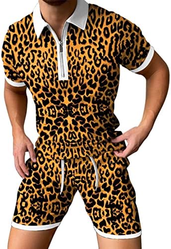 Kangma muške 2 -komadne odjeće Stilske leopardove tiskane majice s kratkim rukavima Shorts Set Casual Summer Jogging Sportska odijela