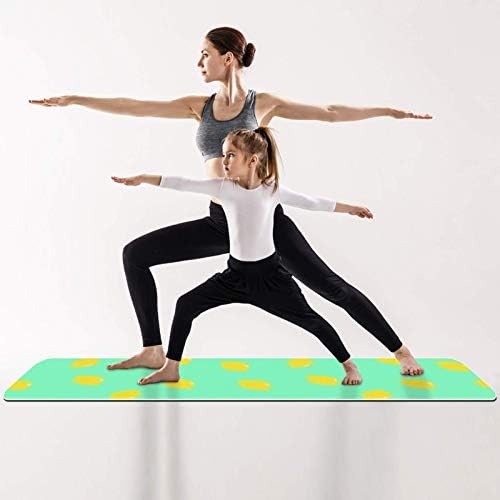 Žuti kvadrati na zelenoj pozadini debela neklizajuća prostirka za vježbanje i fitness 1/4 za jogu, pilates i podnu kondiciju