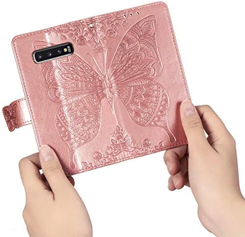 Torbica-novčanik MEUPZZK za Samsung Galaxy S10, umjetna koža premium klase s alatom u obliku cvijeta leptir [Flip poklopac] [Stalak]