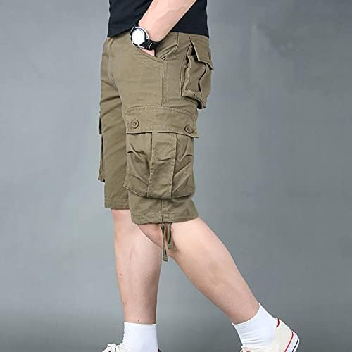 YMOSRH muške kratke hlače povremene srednjeg struka ošišane hlače s više džepova na otvorenom hlačama za ravne noge kratke hlače