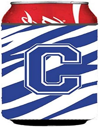 Caroline blago CJ1034-CCC Pismo C Početna tigrasta pruga plava i bijela limenka ili zagrljaj za boce, može se hladiti rukav zagrljaj