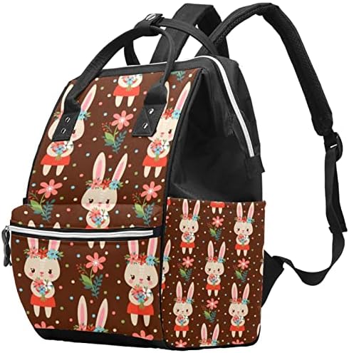 Guerotkr putovanja ruksak, ruksak s pelenom, ruksak pelena, šareni zečji životinjski ružičasti cvijet bešavni uzorak