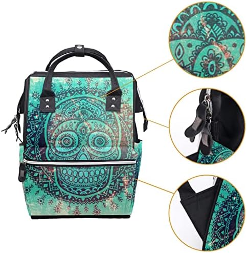 Guerotkr putuju ruksak, vrećica pelena, vrećice s pelena s ruksacima, uzorak prstena od cvijeta zelene lubanje